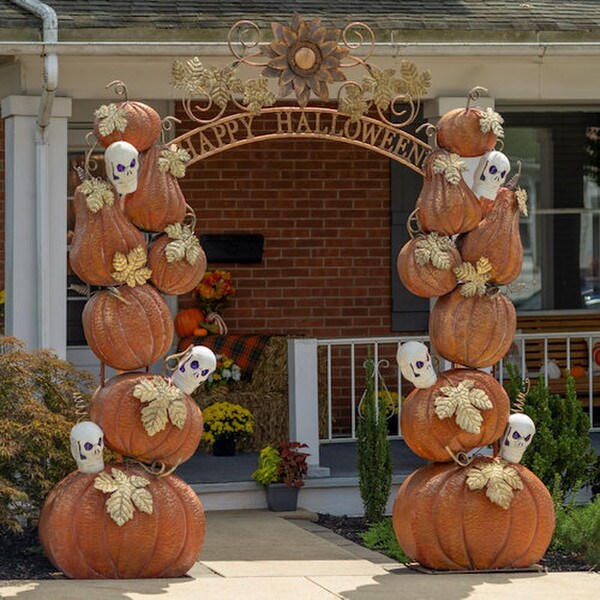 Happy Halloween Arch with Pumpkins and Skulls